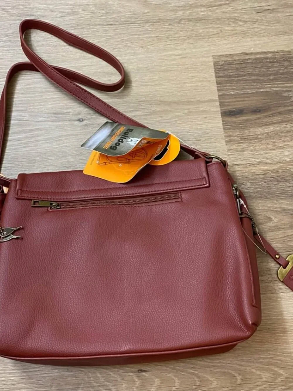 Bulldog Concealed Carry Convertible Hobo Crossbody Purse Lipstick Matte Red Stud
